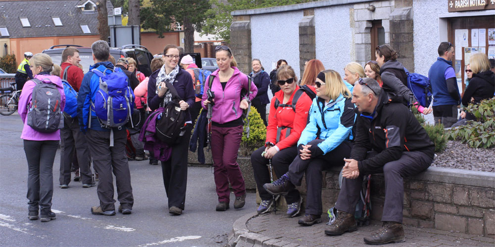 Group of walkers waiting to start the 2016 Guided walk in St. John's parish Church in Castle Street, Tralee.