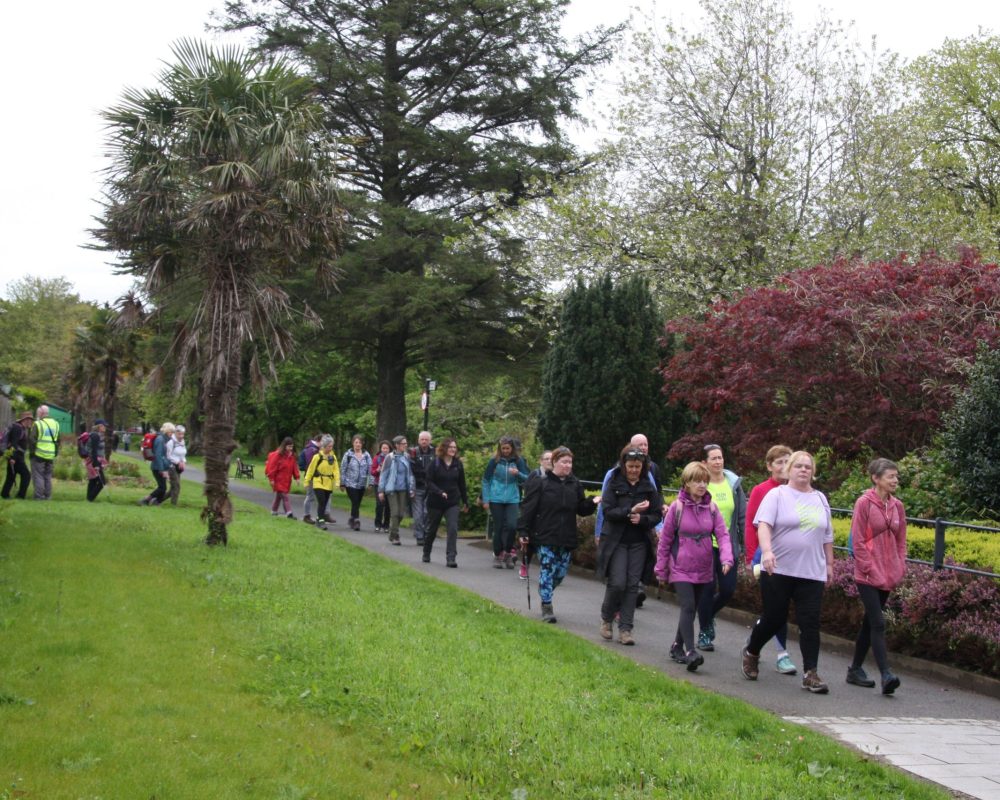pilgrims setting off from St. Johns Church, Tralee through the Town Park