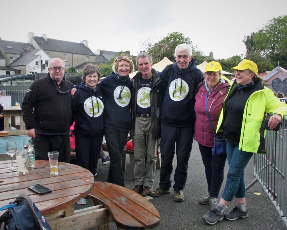 some of the Kerry Camino organisers with walkers at Geaney's Bar, Dingle at the conclusion of 2023 Kerry Camino.